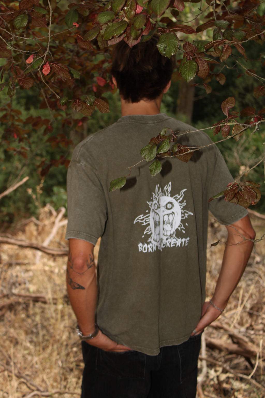 T-shirt "Twin Mouth" Green Washed